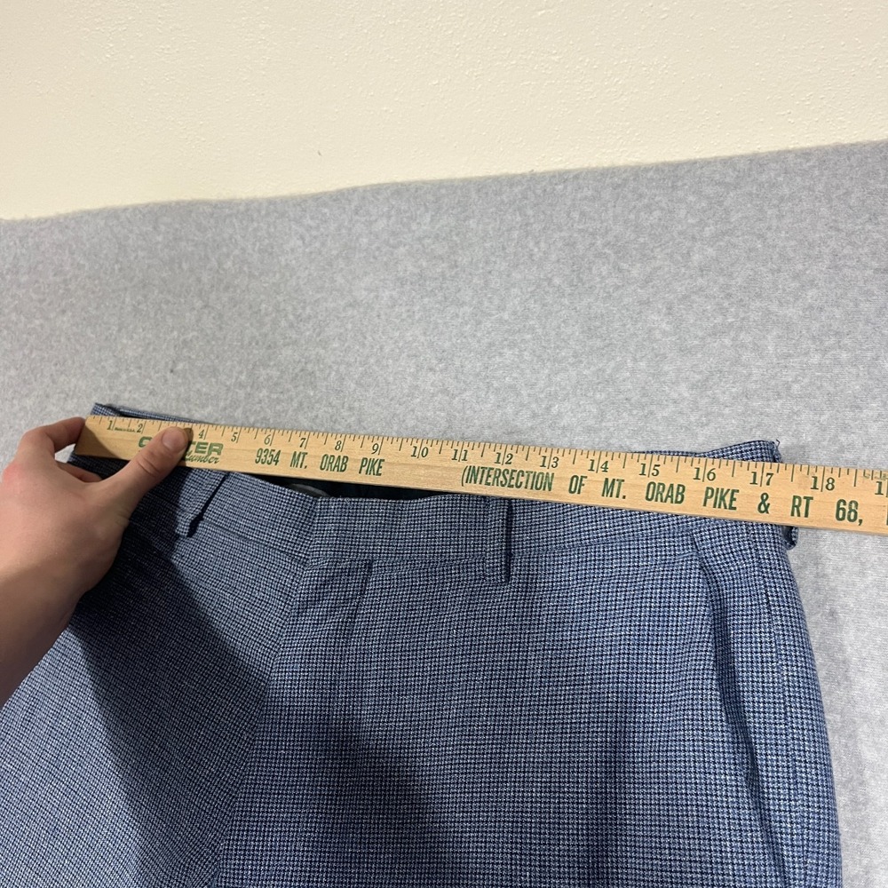 J Crew Pants Mens 34x27 Blue Dress Vitale Barberis Canonico Wool Silk Italy Hem - Picture 2 of 13
